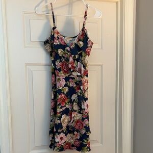 Floral Print Dress in Navy and Pink